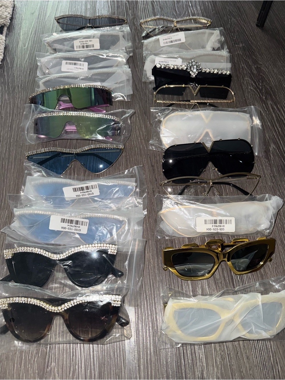 Women’s Lot of Rhinestone Shield Mirror Sunglasses